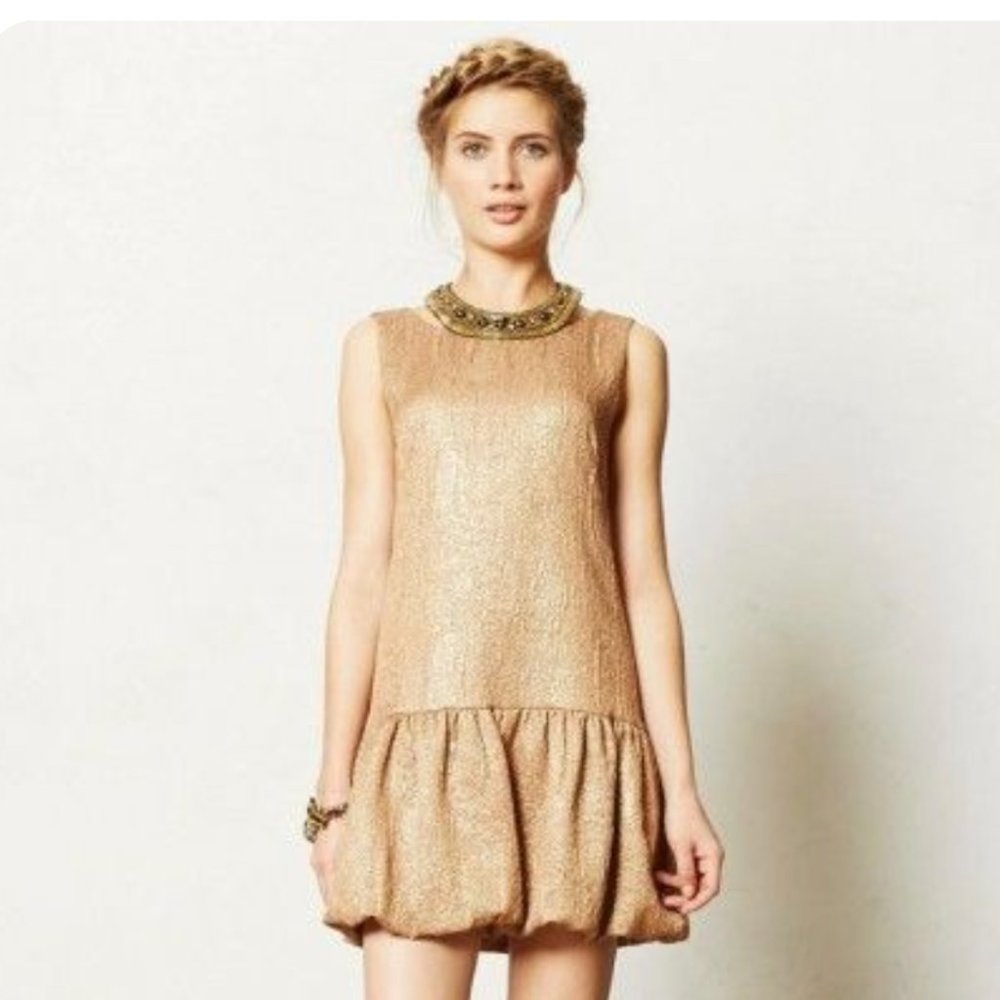 Anthropologie Twelfth Street by Cynthia Vincent Gold Cleo Dress